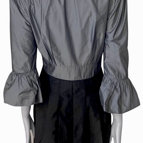 BCBG MAX AZRIA grey dress taffeta with bell sleeves - Picture 4 of 11